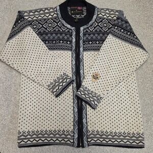 Windfjord Classic Norway Wool Cardigan Sweater M Nordic Fair Isle Full Zip